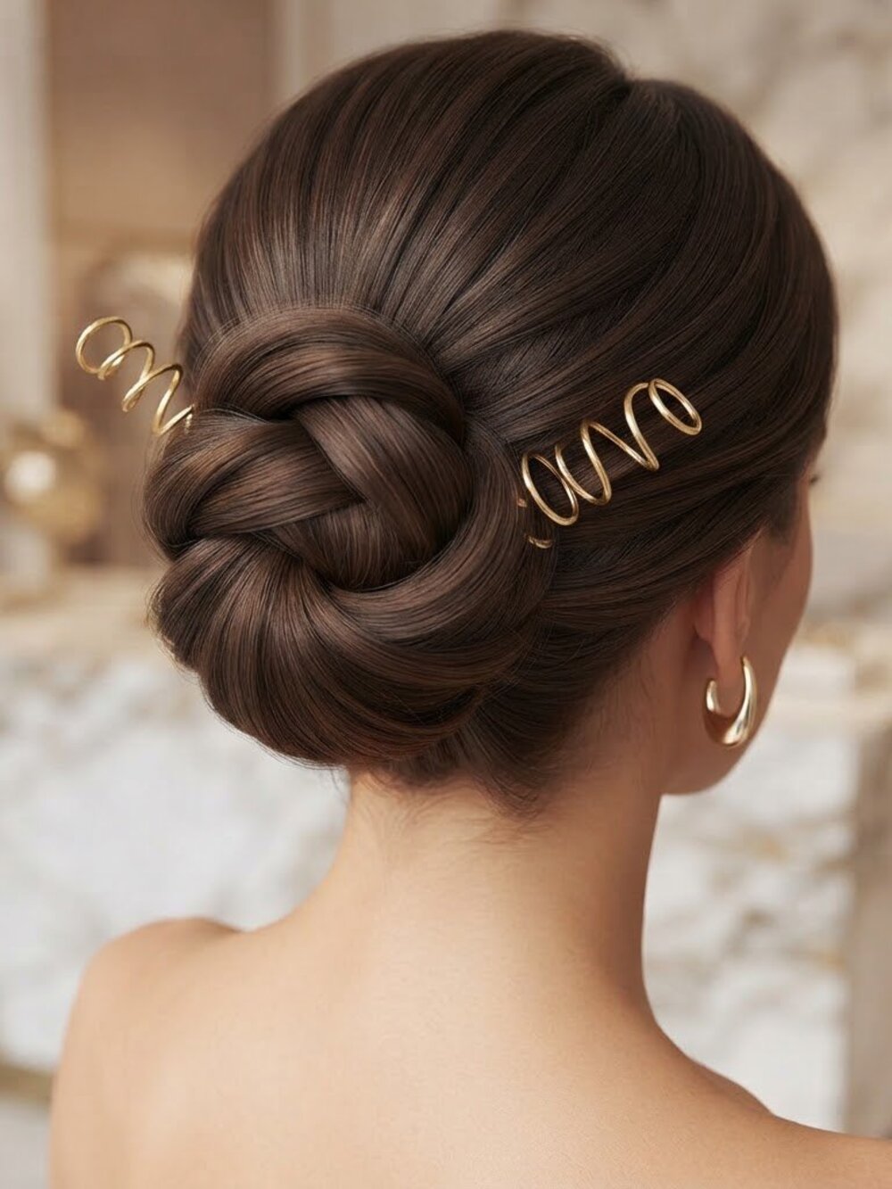 Gold Spiral Coil Hair Pins Twists Set of 2 Elegant Updo Bun Maker‎ Accessory